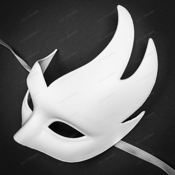 Venetian Half Moon Masquerade Costume Prom Eye Mask - White - Picture 6 of 6